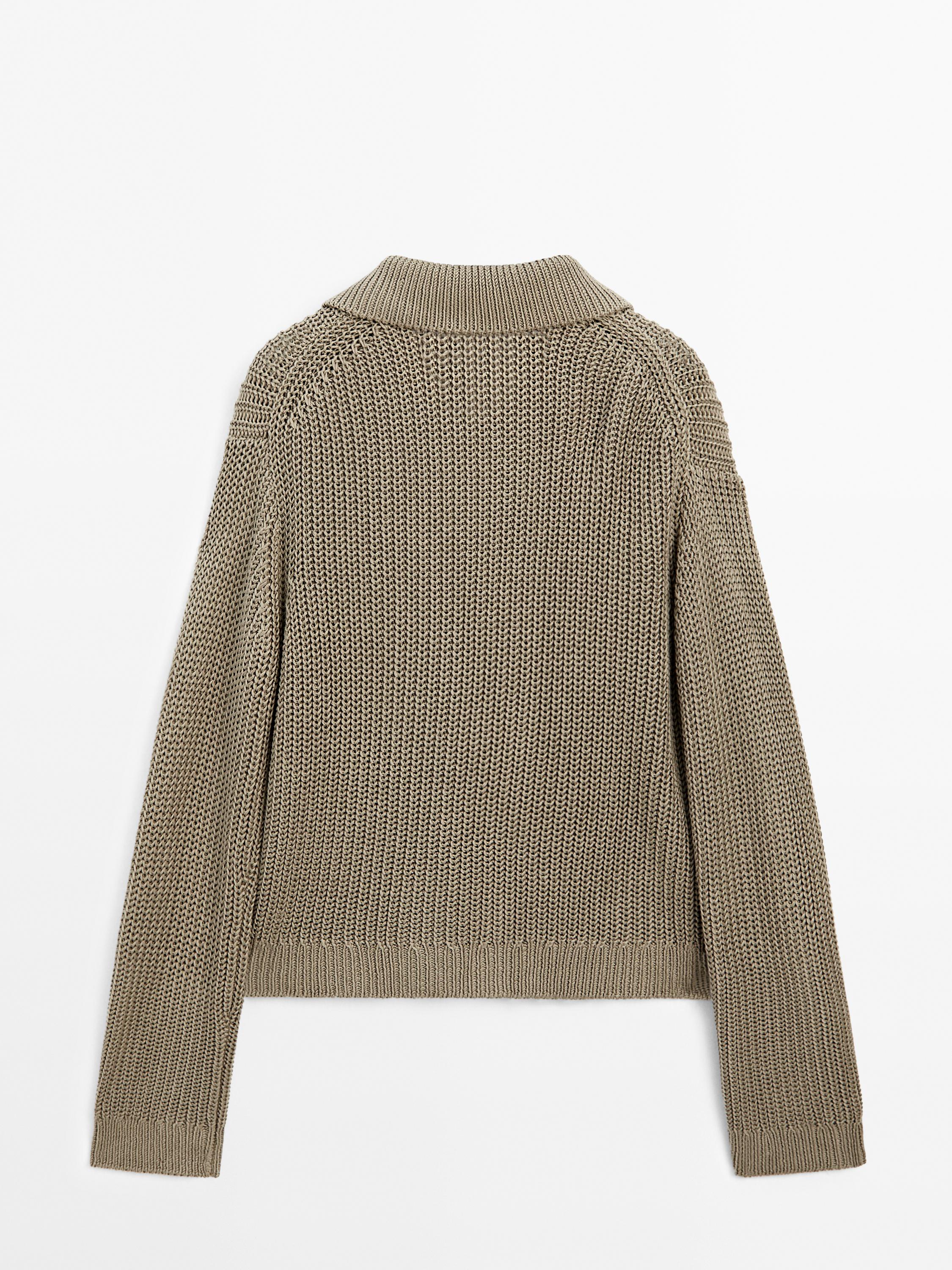 Cardigan bouton corne en coton mercerisé